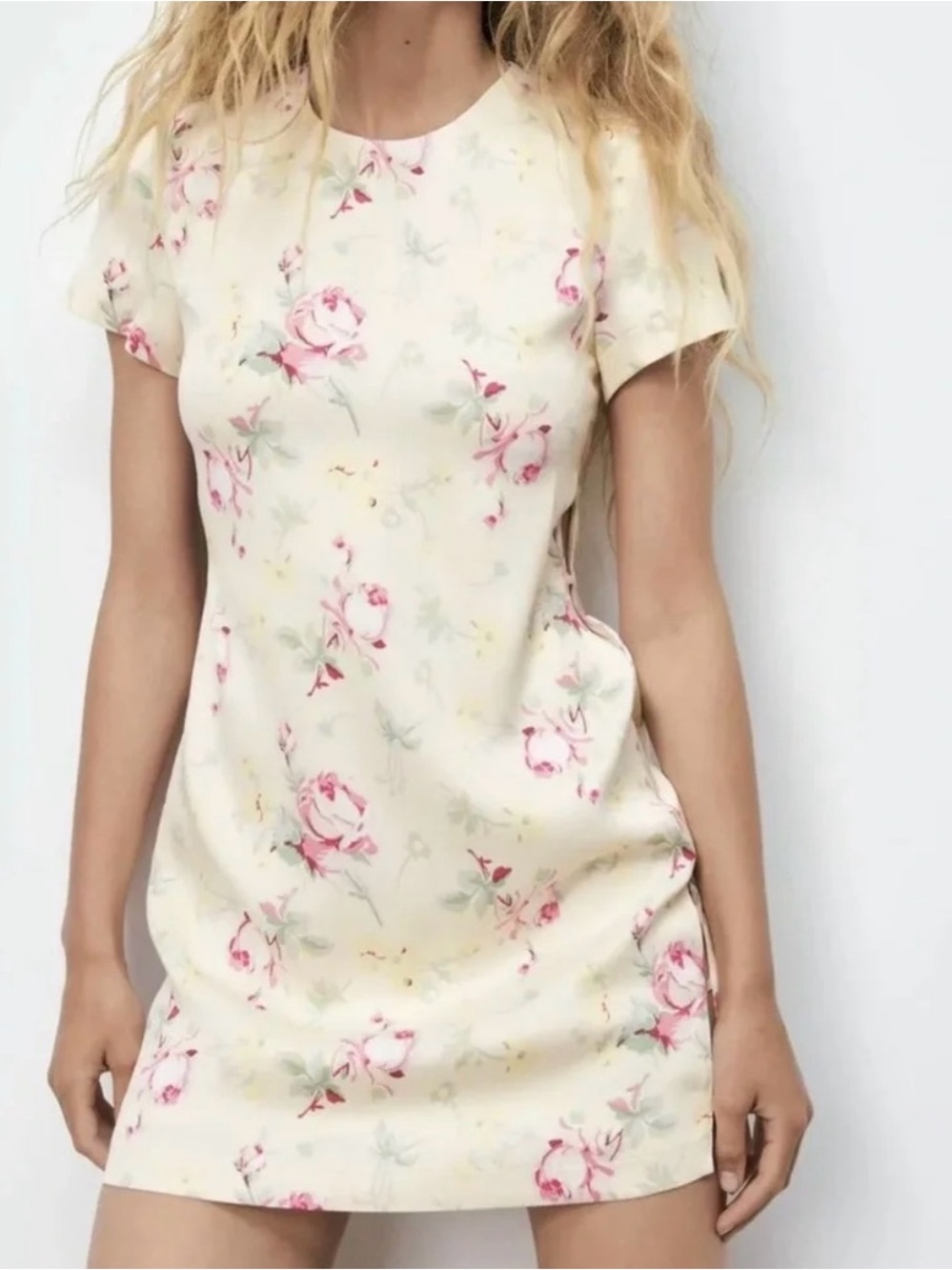 NWT ZARA Satin Effect Floral Mini Dress with Side Cutouts